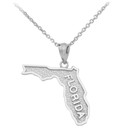 Sterling Silver Florida State Map Pendant Necklace