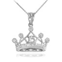 White Gold Quince Crown Pendant Necklace