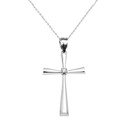 White Gold Solitaire Diamond Cross Beautiful Pendant Necklace