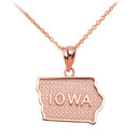 Gold Iowa State Map Pendant Necklace(Available In Yellow/Rose/White Gold)