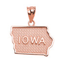 Rose Gold Iowa State Map Pendant Necklace