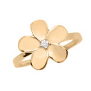 Yellow Gold Diamond Hawaiian Plumeria Flower Petal Ring