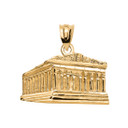 Yellow Gold Parthenon In Acropolis Greece Pendant Necklace