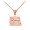 Gold North Dakota State Map Pendant Necklace(Available In Yellow/Rose/White Gold)