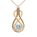 Infinity Rope March Birthstone Aquamarine Yellow Gold Pendant Necklace