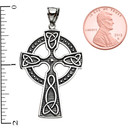 Trinity Knot Celtic Cross Sterling Silver Pendant Necklace