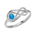 Blue Topaz Rope Infinity White Gold Ring