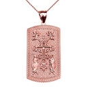 Russian Orthodox Cross Gold Engraveable Dog Tag Pendant Necklace (Available in Yellow/Rose/White Gold)