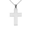 High Polish Elegant Cross White Gold Pendant Necklace