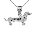 White Gold Dachshund Pendant Necklace