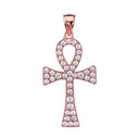 Diamond Ankh Cross Rose Gold Pendant Necklace