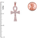 Diamond Ankh Cross Rose Gold Pendant Necklace