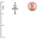 White Gold Ankh Cross Diamond Pendant Necklace