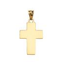 Elegant High Polish Cross Yellow Gold Pendant Necklace