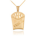 Gold French Fries Pendant Necklace