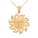 Gold Smiling Sun Pendant Necklace