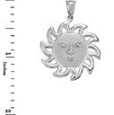 White Gold Smiling Sun Pendant Necklace