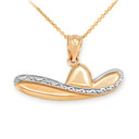 Gold Sombrero Hat Pendant Necklace (Available in Yellow/Rose/White Gold)