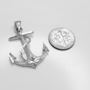 Textured Sterling Silver Mariner Anchor Pendant Necklace