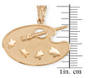 Gold Artist Painter Palette Pendant Necklace (Available in Yellow/Rose/White Gold