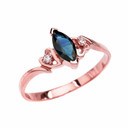 Rose Gold Solitaire Marquise Sapphire And Diamonds Engagement/Proposal Ring