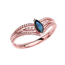 Rose Gold Sapphire and Diamond Modern Beaded Engagement Ring