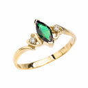Yellow Gold Diamond And Solitaire Marquise (LCE) Emerald Engagement/Proposal Ring