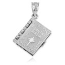 White Gold 3D Spanish Bible Pendant