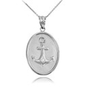 White Gold Anchor Pendant Necklace