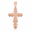 Gold Latin Fancy Cross Pendant Necklace (Available in Yellow/Rose/White Gold)