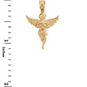 Rose Gold Textured Praying Angel Pendant Necklace