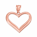 Gold Polished Open Heart Pendant Necklace (Available in Yellow/Rose/White Gold)