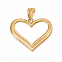Gold Polished Open Heart Pendant Necklace (Available in Yellow/Rose/White Gold)