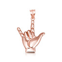 Rose Gold ASL Sign Language I Love You Pendant