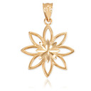 Yellow Gold Polished Daisy Pendant Necklace