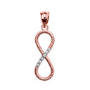 Diamond Rope Infinity Rose Gold Pendant Necklace