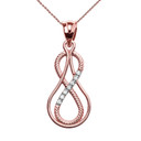 Infinity Diamond Rose Gold Rope Pendant Necklace