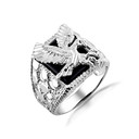 Silver Eagle Black Onyx Ring