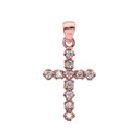 High Polish Reversible Diamond Cross Elegant Gold Pendant Necklace (Available in Yellow/Rose/White Gold)