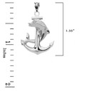 High Polished Sterling Silver Textured Dolphin Anchor Pendant Necklace