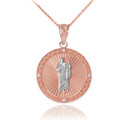 Gold St Jude Diamond Disc Pendant Necklace (Available in Yellow/Rose/White/Two Tone Gold)