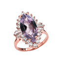 4 Ct CZ Alexandrite June Birthstone Ballerina Rose Gold Proposal Ring