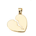 Gold Broken Heart Pendant Necklace (Available in Yellow/Rose/White Gold)