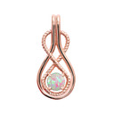 Infinity Rope October Birthstone Opal Rose Gold Pendant Necklace