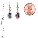 Diamond And Sapphire Rose Gold Dangling Earrings
