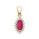 Diamond And Ruby Yellow Gold Elegant Pendant Necklace