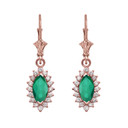 Diamond And May Birthstone Rose Gold Dangling Earrings