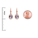 Diamond And June Birthstone CZ Alexandrite Rose Gold Dangling Earrings