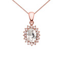 Diamond And April Birthstone CZ Rose Gold Elegant Pendant Necklace
