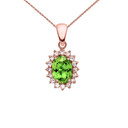 Diamond And Peridot Rose Gold Elegant Pendant Necklace